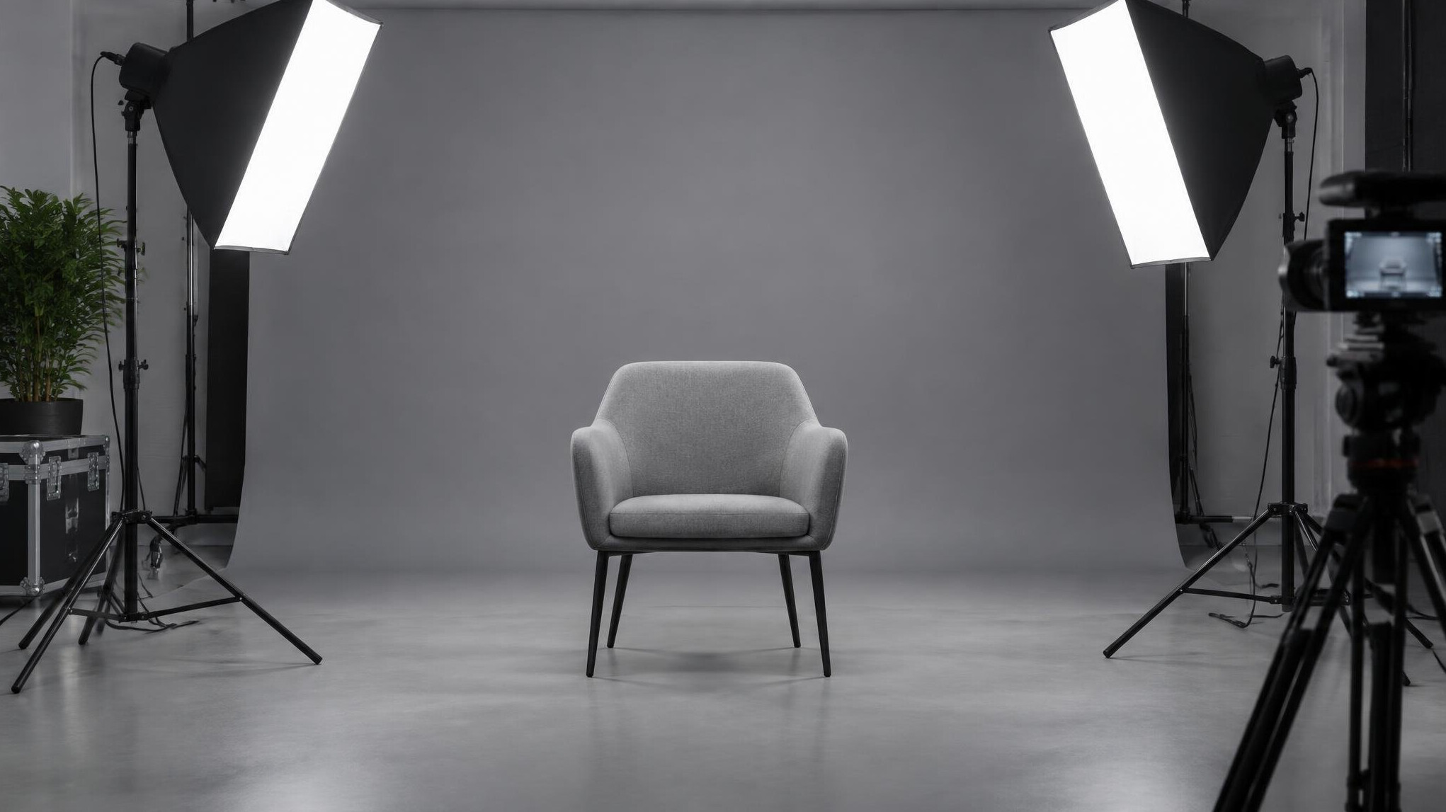 Studio lighting setup with softboxes