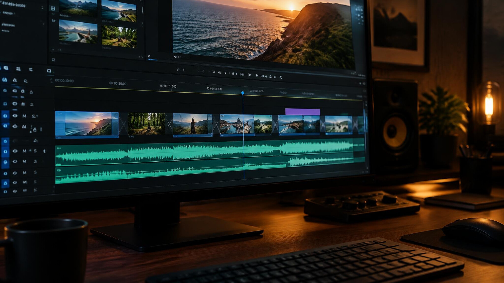 Video editing timeline on a computer screen
